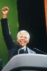Politician Prints: Nelson Mandela at Wembley: Apartheid's End - Print