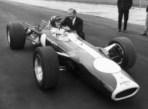 Graham Hill Prints: Graham Hill in the New Lotus Grand Prix Car Print 1967