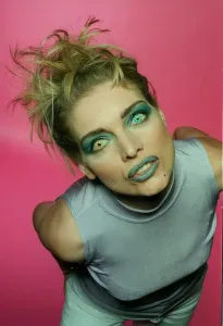 90s Fashion Model Prints: pic shows a model with contact lenses