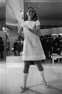 00180 Prints: Sixties Fashion Model in Courreges at Harrods Print 1968