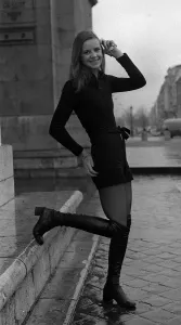 Women's Fashion Clothing Prints: Paris Fashion Shorts and the French Girl'Model wearing black hotpants