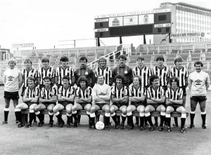 Prints of The 1983 - 1984 Newcastle United Team Group Squad photo featuring manager Arthur Cox, and players Kevin Keegan and Terry McDermott Northern Ireland Prints: 1983-84 Newcastle United Team Group Print