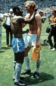 Pele and Bobby Moore Jersey Swap Print 1970 World Cup