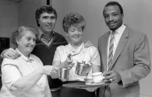 Cyrille Regis Prints: Bobby Gould Welcomes Cyrille Regis Print 10th October 1984