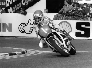 Prints of Charlie Williams at Quarter Bridge, The International Isle of Man TT Races, 30th May 1980 Isle Of Man Prints: Charlie Williams at Quarter Bridge Isle of Man TT Print 1980