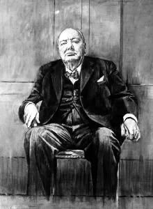Politician Prints: A Portrait of Sir Winston Churchill Print 1954
