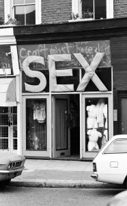 Prints of Malcolm McLarens shop sex on The Kings Road. 5th December 1976 Fashion Prints: Malcolm McLaren's Sex Shop on King's Road Print 1976