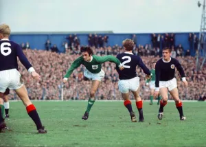 George Best Prints: George Best in Action for Northern Ireland v Scotland Print 1967