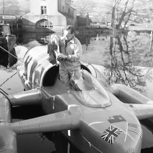 Donald Campbell Prints: Donald Campbell at Coniston Water, 7th November 1957 Print