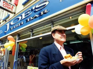 Victor Spinetti at Cwm Chip Shop Opening Print 1994