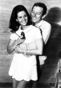 Entertainment News Archives Prints: Andy Williams and wife Claudine Longet - May 1968 at the Savoy Hotel Mirrorpix