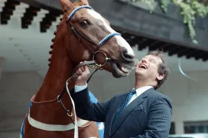 Aldaniti and Bob Champion at Royal Marsden Hospital Print