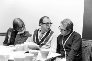 Prints of Rehearsal of Morecambe and Wise Television Show, North Kensington Community Centre, London, 20th October 1970. Ann Hamilton with Eric Morecambe and Ernie Wise Kensington And Chelsea Prints: Rehearsal of Morecambe & Wise Television Show Print, London 1970