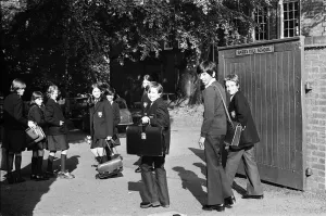 00500 Prints: Boys Arrive at Barrs Hill School, Coventry 1975 Print