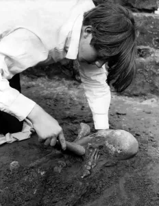 00500 Prints: 14th Century Skeleton Unearthed at Newminster Abbey Print