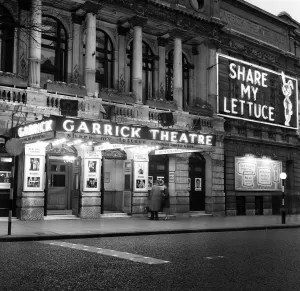 London's Historic Theatres Prints: Exterior view of the Garrick Theatre in Londons West End. April 1958