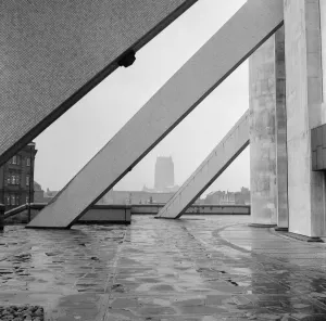Prints of View of the Church of England Cathedral taken from the Liverpool Metropolitan Cathedral, Cathedral House, Mount Pleasant, Liverpool, Merseyside. Circa 1970 Liverpool Prints: Liverpool Cathedral Print Circa 1970