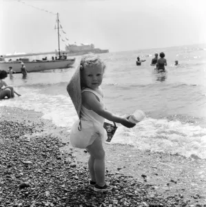 Young Toddler on Brighton Beach, Summer 1960 Print