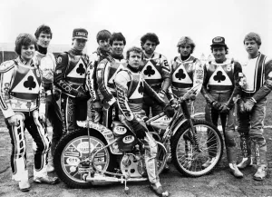 Prints of Belle Vues senior speedway squad (left to right) 0600to0699 Prints: Belle Vues Senior Speedway Squad Print 1983