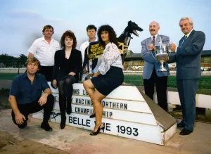 Dog Racing Prints: Norman Johnson Receives Demmy Racing Trophy Print, July 1993