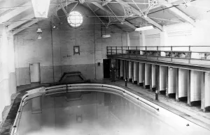 Prints of Interior of the baths at Widnes. 30th October 1958 Bath Prints: Widnes Baths Interior Print, 30th October 1958