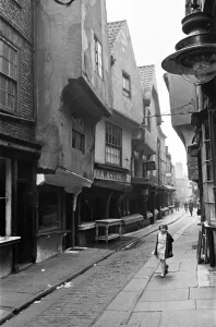 Prints of The Medieval street called the Shambles, in York, North Yorkshire. January 1939 York Prints: The Shambles, York Print - January 1939