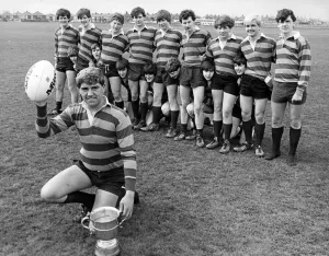 Prints of Saltscar School, Redcar, under 16 rugby team concluded their unbeaten season against under 16 opposition by winning the Sir William Turner Sevens Tournament for the second successive year 0600to0699 Prints: 1984 Sir William Turner Sevens Tournament Print