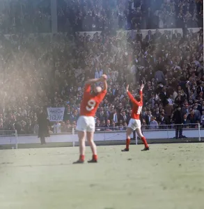 Prints of BEST QUALITY AVAILABLE 1966 World Cup Final at Wembley Stadium. England 4 v West Germany 2 after extra time. Joy for Bobby Charlton and Martin Peters. 30th July 1966 0700to0799 Prints: 1966 World Cup Final Print - England v West Germany