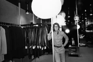 Prints of Yves Saint Laurent, designer, pictured at his first London Rive Gauche store on New Bond Street, London, opening day, 10th September 1969 London Fashion Week Prints: Yves Saint Laurent at London Rive Gauche Store Print, 1969
