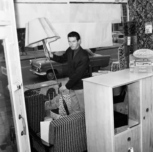 Prints of Southampton and England footballer Terry Paine at work as a furniture salesman. 4th December 1963 Southampton Prints: Terry Paine as Furniture Salesman Print, 4th December 1963