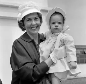 Barbara Riese with Penny at London Airport Print 1959