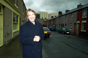 Prints of Alan Rickman, Actor, pictured on the streets of Barrow In Furness where he is due to play Hamlet, for the price of £ 200 per week. Picture taken 27th October 1992 Cumbria Prints: Alan Rickman, Actor in Barrow In Furness Print 1992
