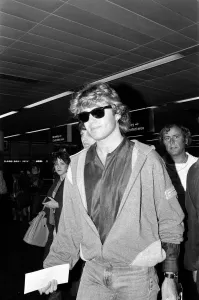0900to0999 Prints: George Michael at Gatwick Airport Print 14th April 1985