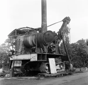 Prints of Steam powered Excavating Machine, aka Steam Navvy, at Beamish Museum, Beamish, County Durham, 18th August 1970. Designed for lifting and moving material such as rock and soil County Durham Prints: Steam Navvy Print, Beamish Museum, 18th August 1970