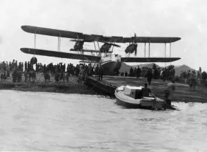 Prints of The first Blackburn Perth flying boat seen here on the slipway at the Blackburn works at Brough after being christen by Lady Atkins. 9th October 1933 Aviation Prints: Blackburn Perth Flying Boat Print, 9th October 1933