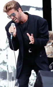 Prints of George Michael performing on stage at the Nelson Mandela 70th Birthday Tribute concert also known as the Free Nelson Mandela Concert at Wembley. 11th June 1988 Event Prints: George Michael at the Free Nelson Mandela Concert Print, Wembley 1988