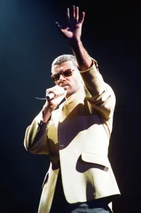 Prints of George Michael performing on stage at the Wembley Arena during his Cover to Cover tour. 22nd March 1981 Music Prints: George Michael Live at Wembley Arena Print 22nd March 1987