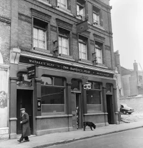 Pub Prints: 1954 Print of The Baptists Head Pub, St Johns Lane, London EC1