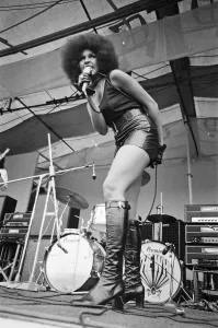 1100to1199 Prints: Marsha Hunt Sings at Isle of Wight Music Festival Print 1969