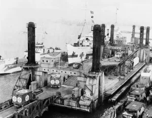 Prefabricated Ports: LST Spud Pierhead Assembly, October 23, 1944 Print