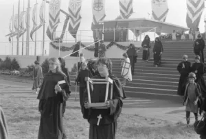 Prints of Pope John Paul IIs visit to Coventry Airport for a mid-morning mass. 30th May 1982 Coventry Prints: Pope John Paul II Coventry Airport Mass Print 30th May 1982