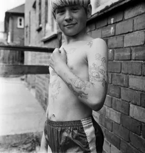 Prints of Joseph Daugherty, aged 14, showing off some of his 60 tattoos Durham Prints: Tattooed Teenager Print 1964