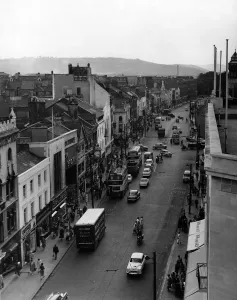 Queen Street and Duke Street Print, Cardiff, Wales 1959