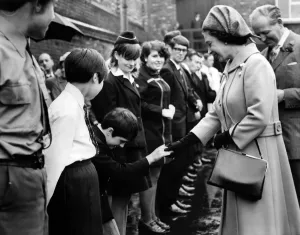 1300to1399 Prints: 1968 Print of Royal Encounter at Stockport Station