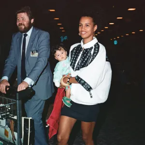 Prints of Neneh Cherry and her daughter Tyson at LAP. 10th August 1989 Heathrow Airport Prints: Neneh Cherry and Tyson at LAP Print, 10th August 1989