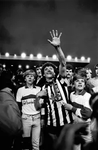 Prints of Kevin Keegan on the pitch at his final appearance for Newcastle United against Liverpool, friendly - 17th May 1984 United Kingdom Prints: Kevin Keegan Print - Newcastle United vs Liverpool Friendly, 17th May 1984