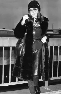 Joan Collins in Fur Coat Print