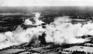 RAF Fighter Command Prints: Bostons of RAF Fighter Command attack the naval stores depot at Rennes