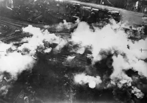 RAF Fighter Command Prints: Daylight raid by Bostons of RAF Fighter Command in an attack on the marshalling yards