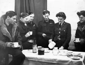 Print of Bomber Crews Relaxing with Tea
